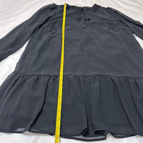 Draper James dress Black Long Sleeve size large tie Neck Flounce Shift Dress NWT - Picture 9 of 10